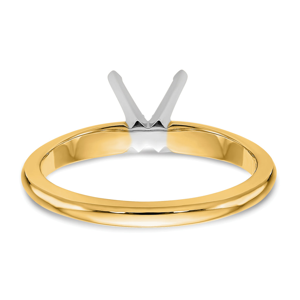14k Two-Tone 1.5 carat Lightweight Knife Edge/Half-Round 4-Prong Round Solitaire Ring Mounting (No Stone Included)