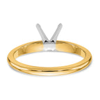 14k Two-Tone 3/4 carat Lightweight Knife Edge/Half-Round 4-Prong Round Solitaire Ring Mounting (No Stone Included)