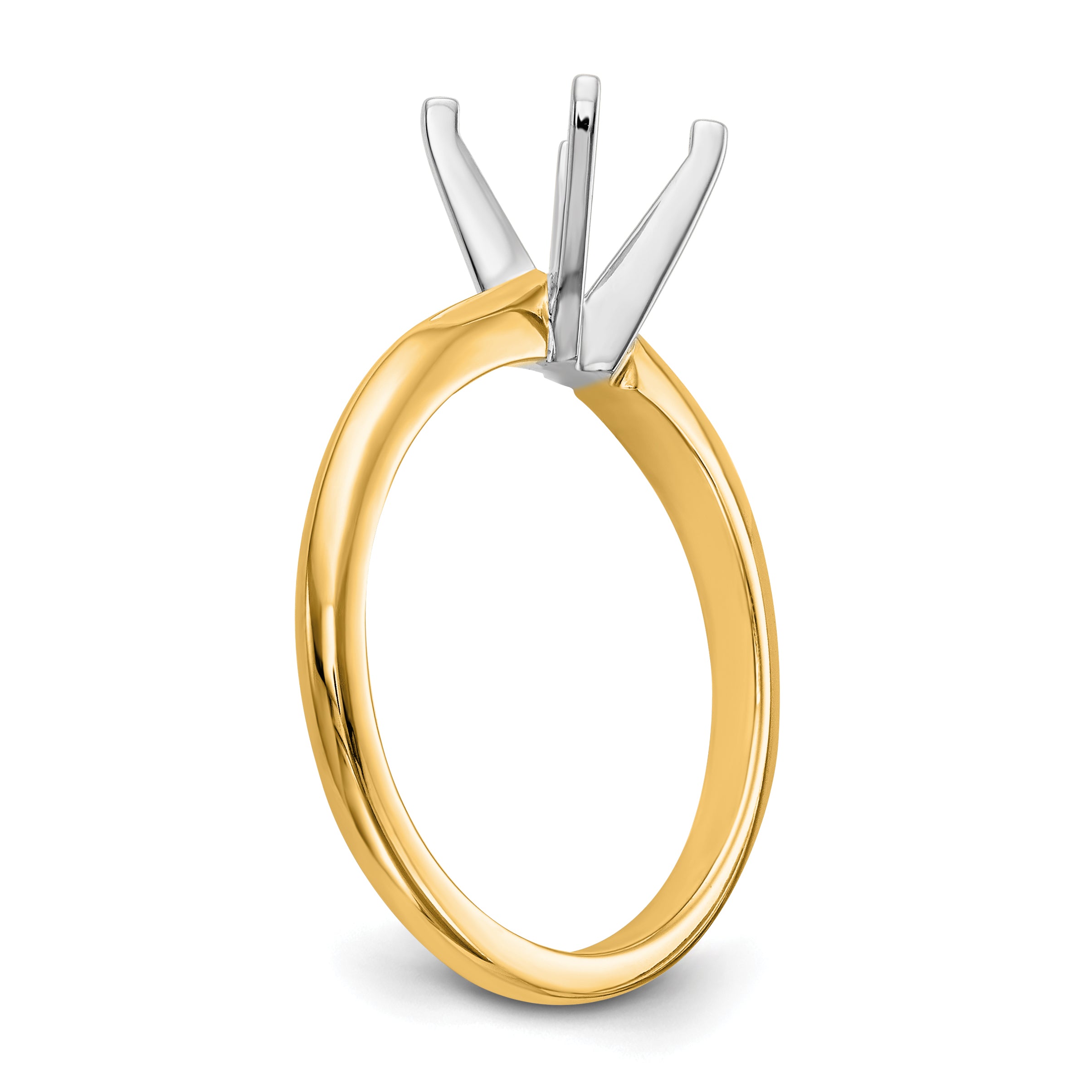 14k Two-Tone 1 carat Lightweight Knife Edge/Half-Round 4-Prong Round Solitaire Ring Mounting (No Stone Included)