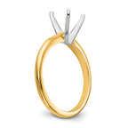 14k Two-Tone 1/3 carat Lightweight Knife Edge/Half-Round 4-Prong Round Solitaire Ring Mounting (No Stone Included)