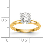 14k Two-Tone 1 carat Lightweight Knife Edge/Half-Round 4-Prong Round Solitaire Ring Mounting (No Stone Included)
