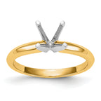 14k Two-Tone 1 carat Lightweight Knife Edge/Half-Round 4-Prong Round Solitaire Ring Mounting (No Stone Included)