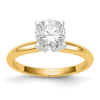14k Two-Tone 5/8 carat Lightweight Knife Edge/Half-Round 4-Prong Round Solitaire Ring Mounting (No Stone Included)