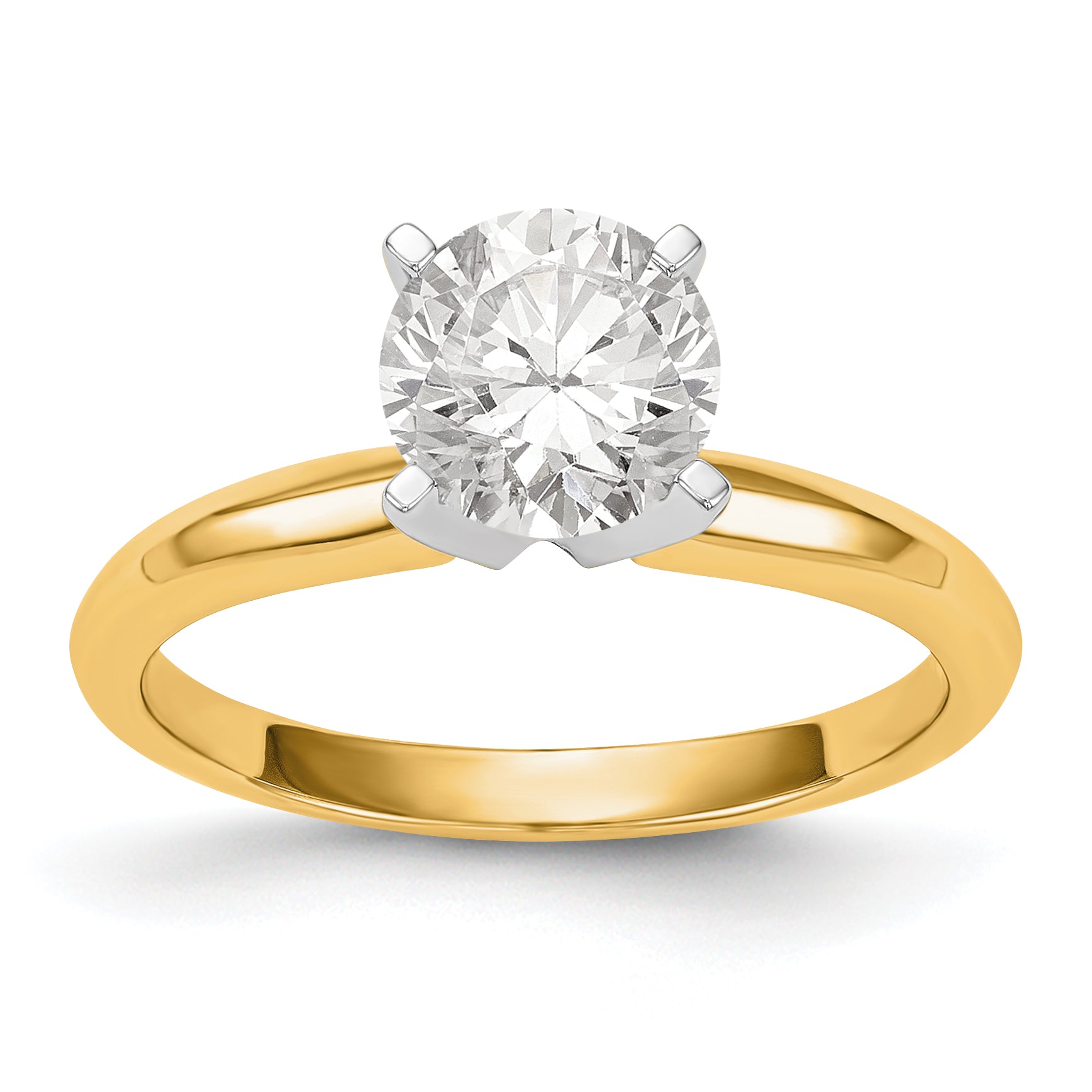 14k Two-Tone 1/2 carat Lightweight Knife Edge/Half-Round 4-Prong Round Solitaire Ring Mounting (No Stone Included) Main image