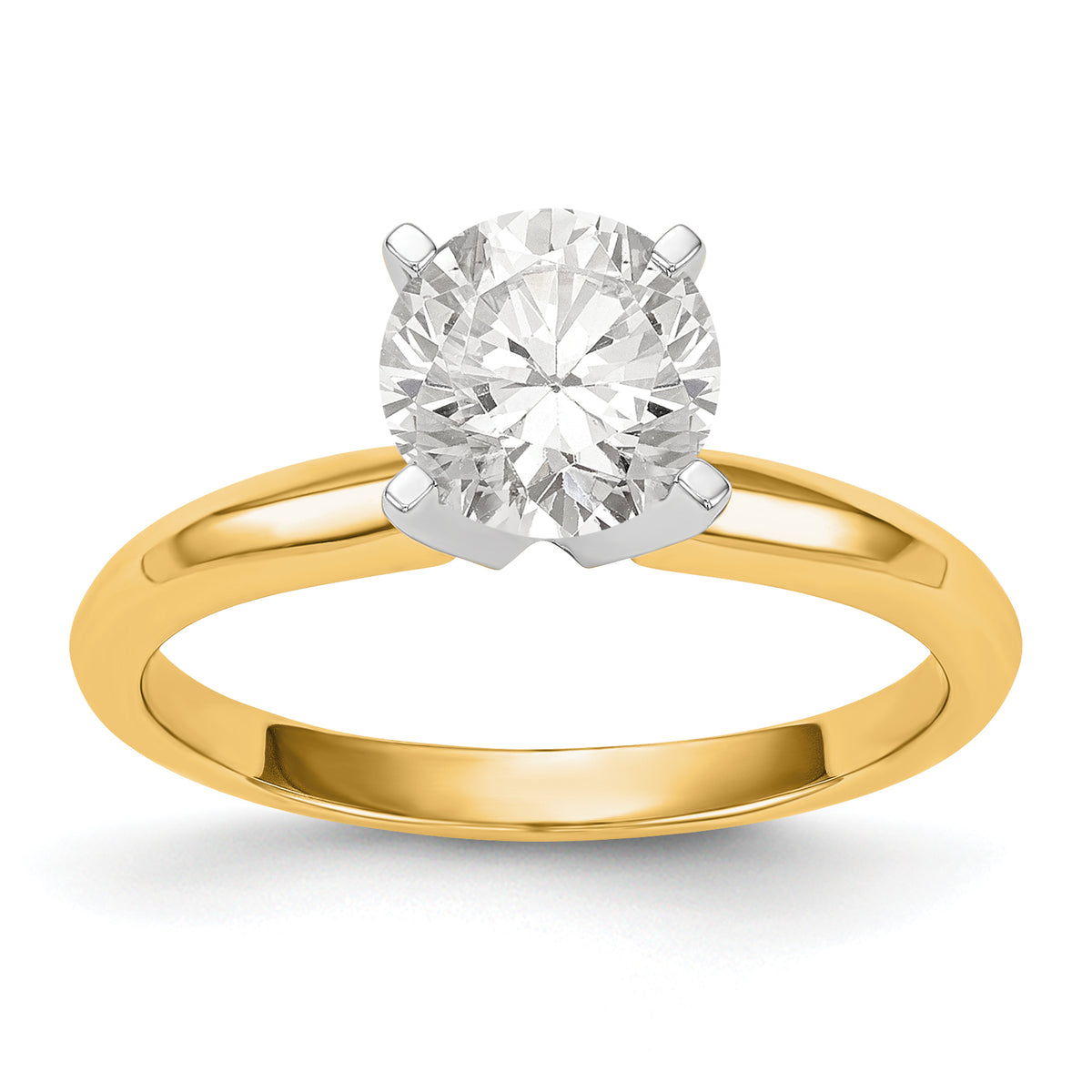 14k Two-Tone 1.25 carat Lightweight Knife Edge/Half-Round 4-Prong Round Solitaire Ring Mounting (No Stone Included)