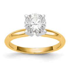 14k Two-Tone 1 carat Lightweight Knife Edge/Half-Round 4-Prong Round Solitaire Ring Mounting (No Stone Included)