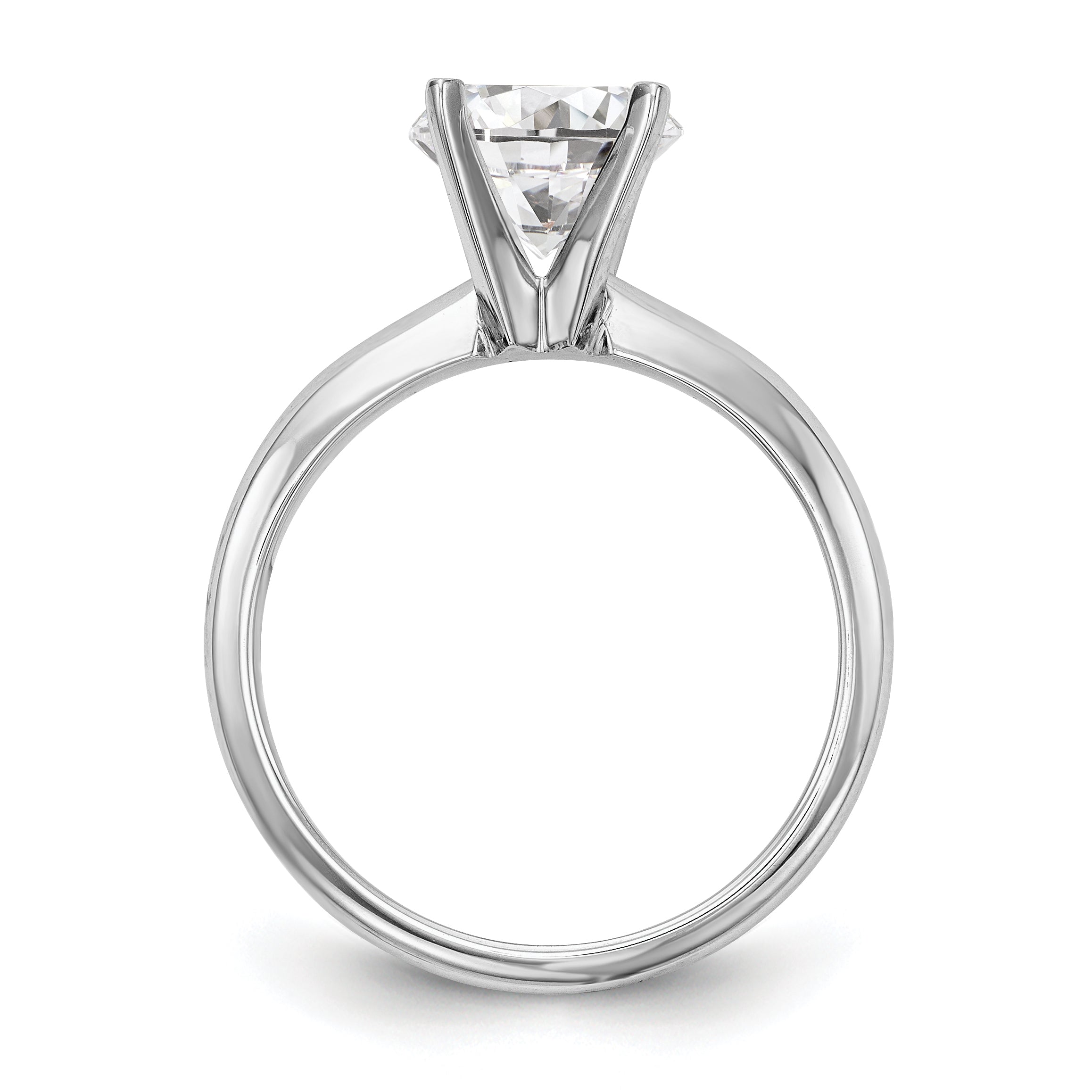 14k White Gold 1.5 carat Lightweight Knife Edge/Half-Round 4-Prong Round Solitaire Ring Mounting (No Stone Included)