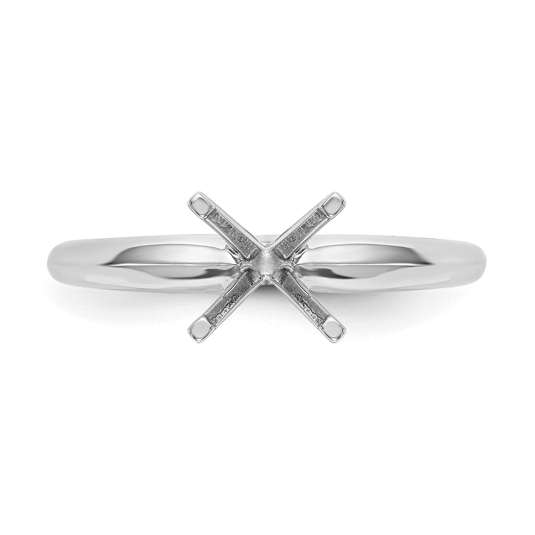 14k White Gold 1/2 carat Lightweight Knife Edge/Half-Round 4-Prong Round Solitaire Ring Mounting (No Stone Included)
