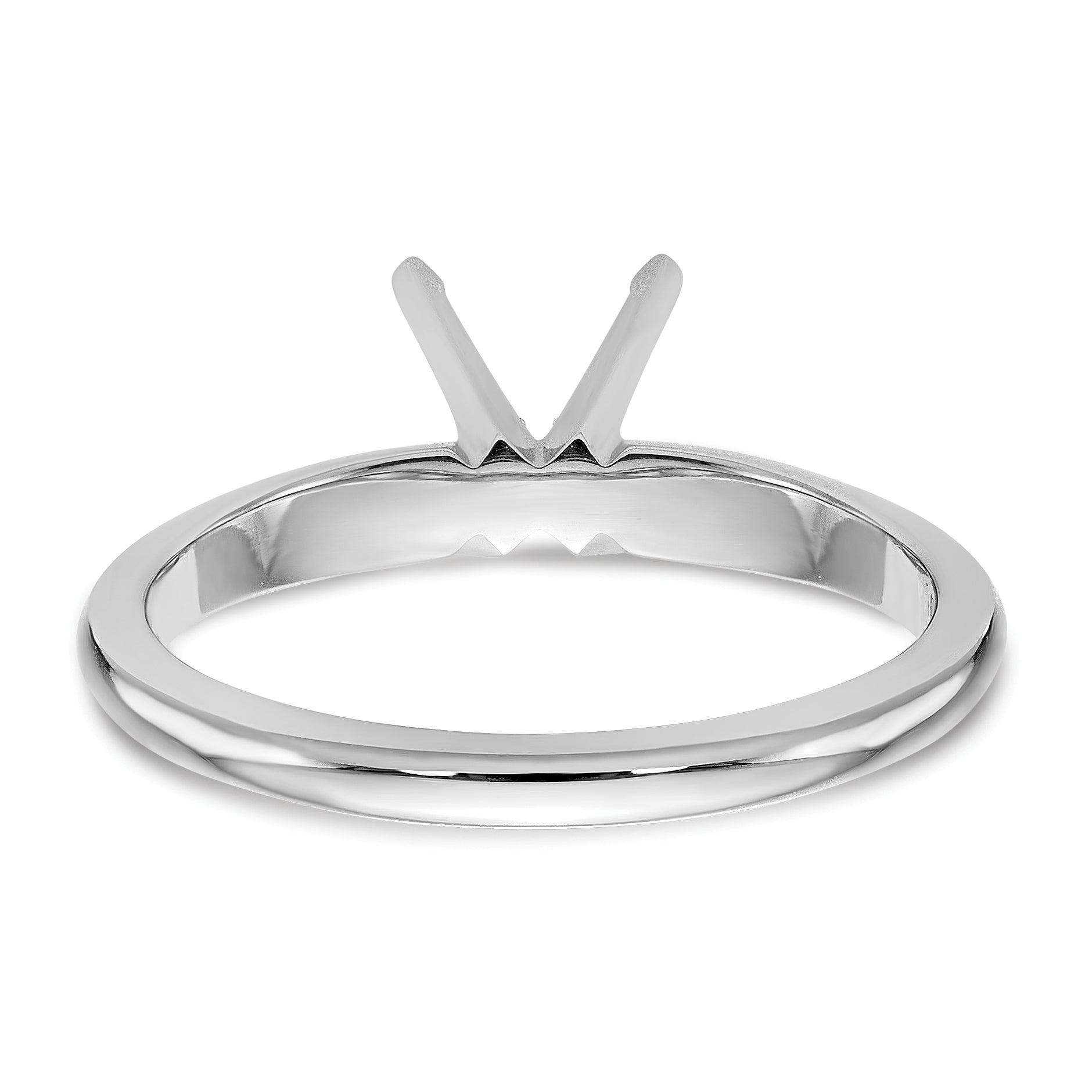 14k White Gold 1.5 carat Lightweight Knife Edge/Half-Round 4-Prong Round Solitaire Ring Mounting (No Stone Included)