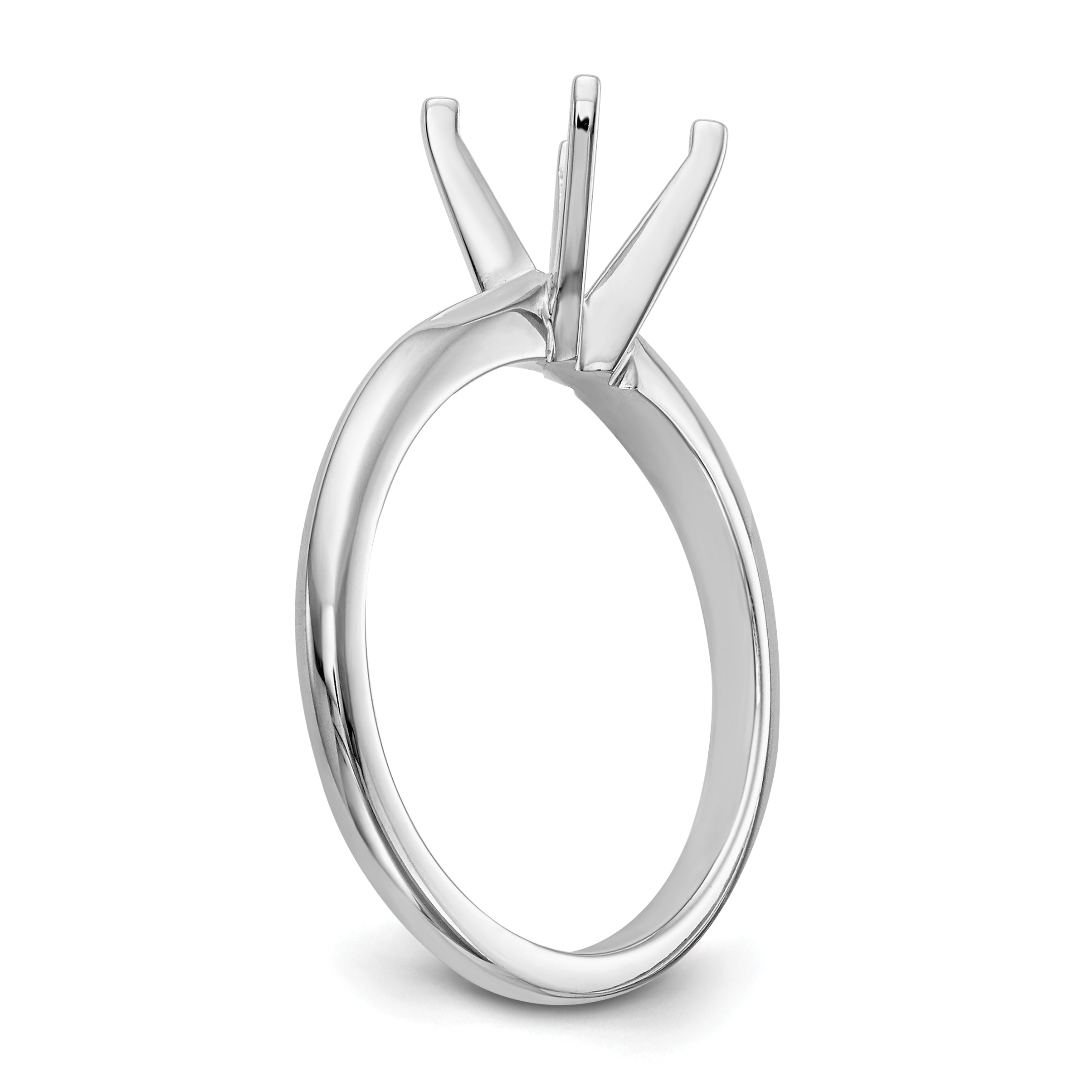 14k White Gold 1 carat Lightweight Knife Edge/Half-Round 4-Prong Round Solitaire Ring Mounting (No Stone Included)