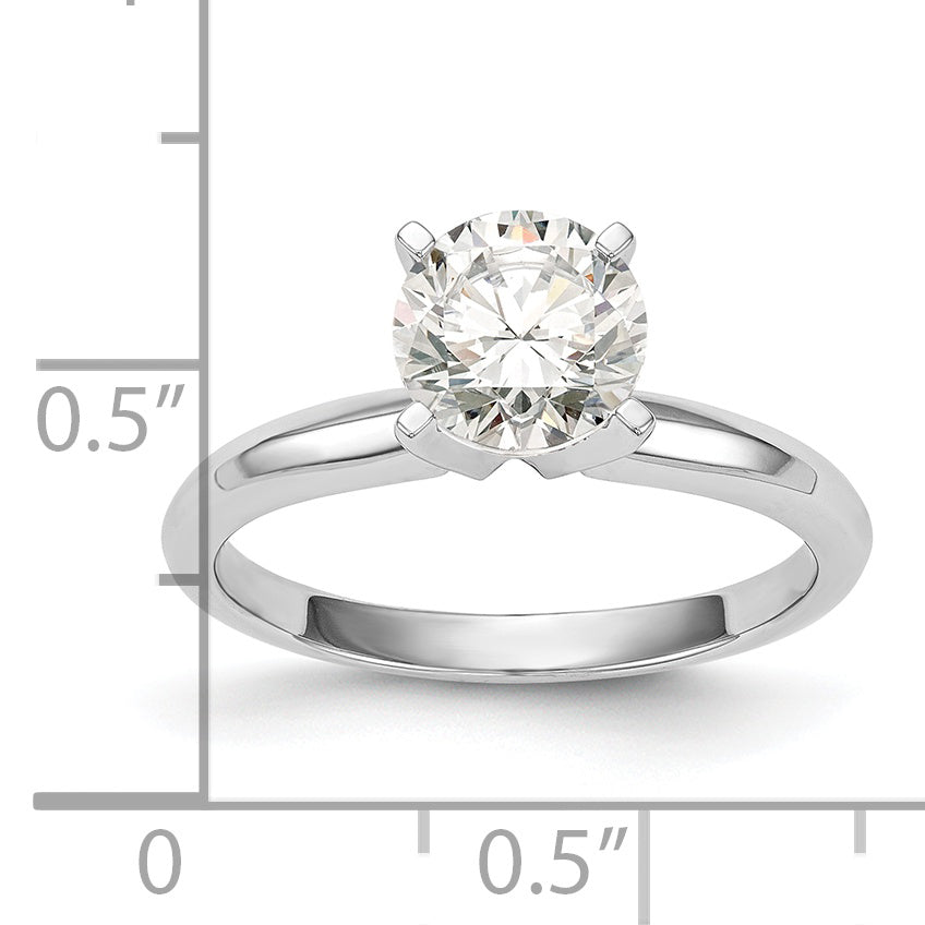 14k White Gold 1.5 carat Lightweight Knife Edge/Half-Round 4-Prong Round Solitaire Ring Mounting (No Stone Included)