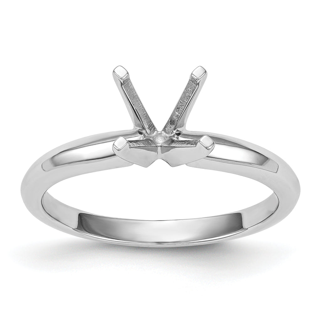 14k White Gold 3/4 carat Lightweight Knife Edge/Half-Round 4-Prong Round Solitaire Ring Mounting (No Stone Included)