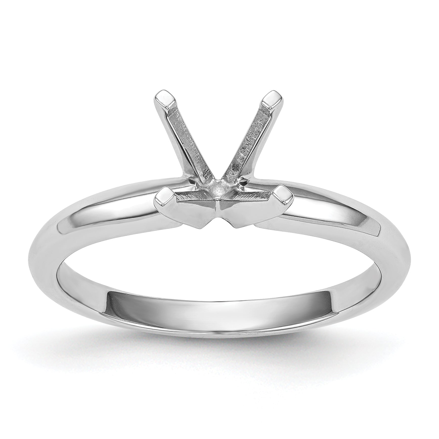 14k White Gold 2 carat Lightweight Knife Edge/Half-Round 4-Prong Round Solitaire Ring Mounting (No Stone Included)