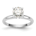 14k White Gold 1 carat Lightweight Knife Edge/Half-Round 4-Prong Round Solitaire Ring Mounting (No Stone Included)