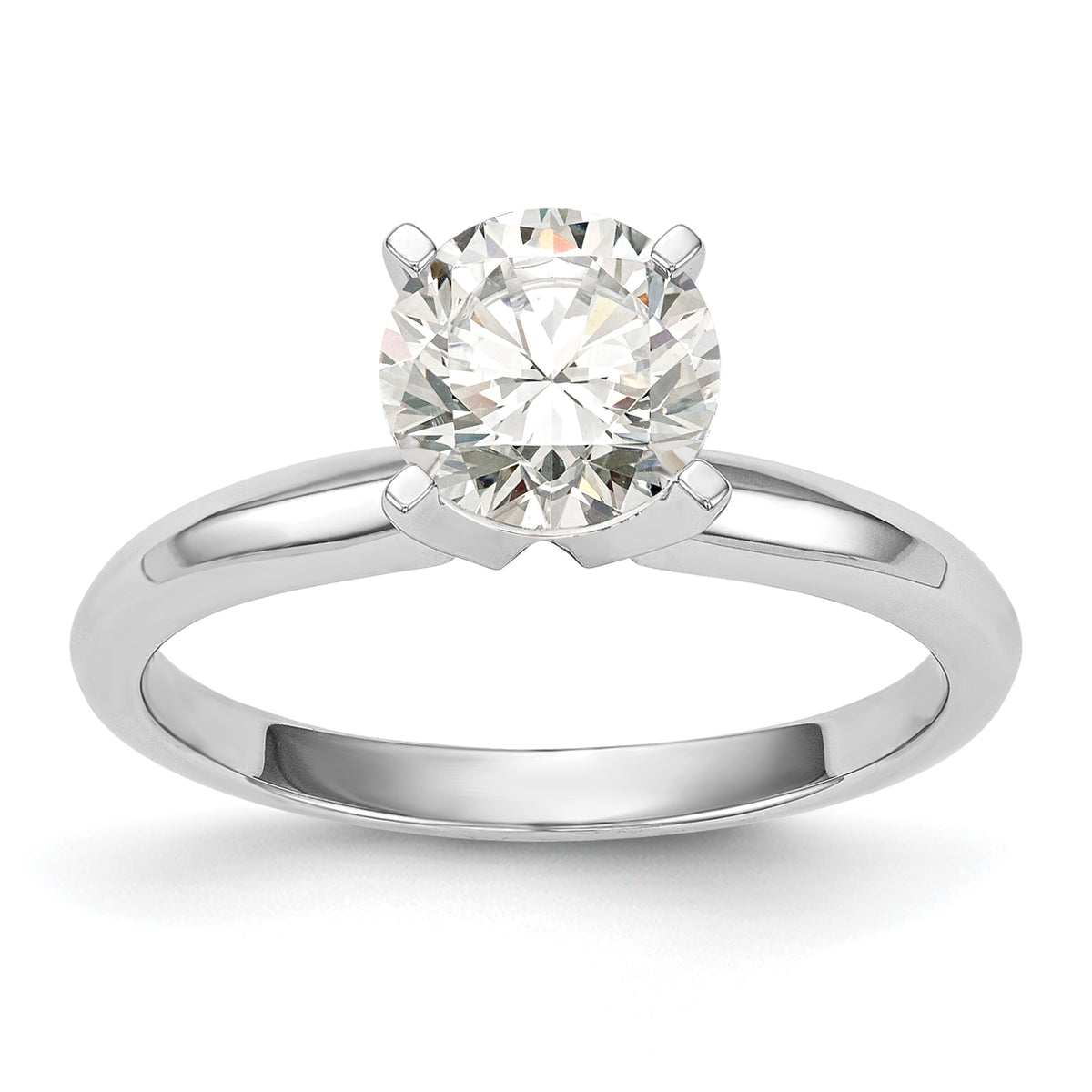 14k White Gold 1.5 carat Lightweight Knife Edge/Half-Round 4-Prong Round Solitaire Ring Mounting (No Stone Included)
