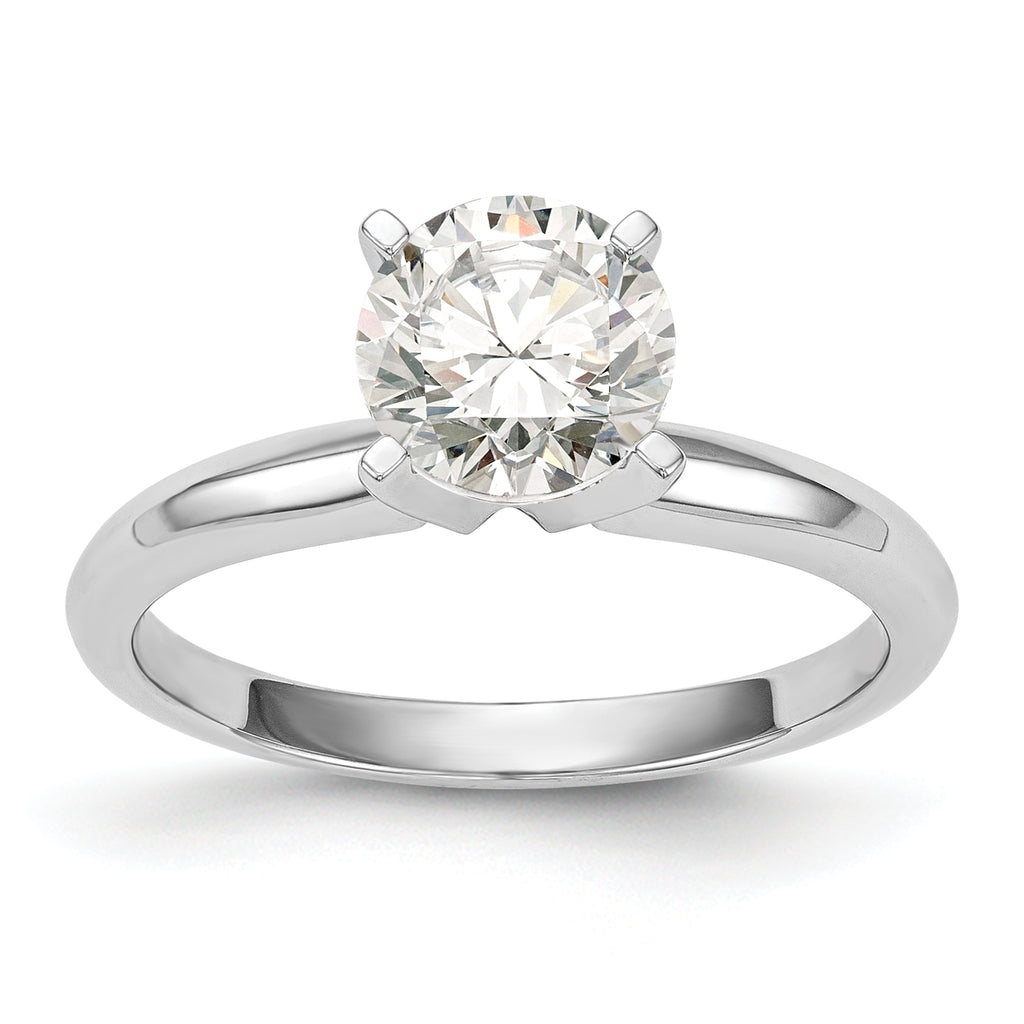14k White Gold 3/4 carat Lightweight Knife Edge/Half-Round 4-Prong Round Solitaire Ring Mounting (No Stone Included)
