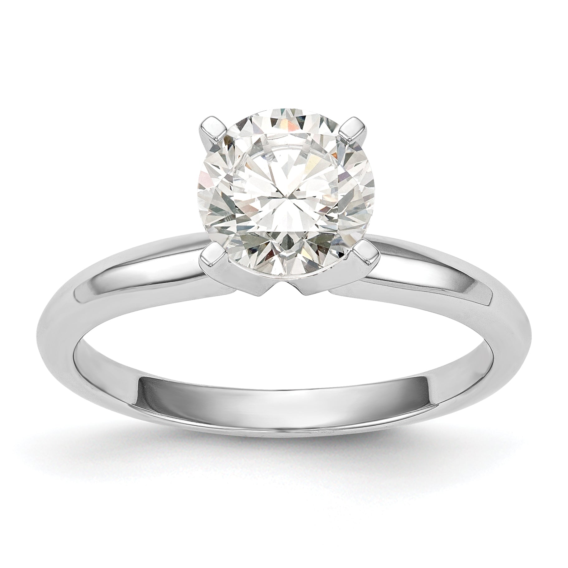 14k White Gold 3/4 carat Lightweight Knife Edge/Half-Round 4-Prong Round Solitaire Ring Mounting (No Stone Included)