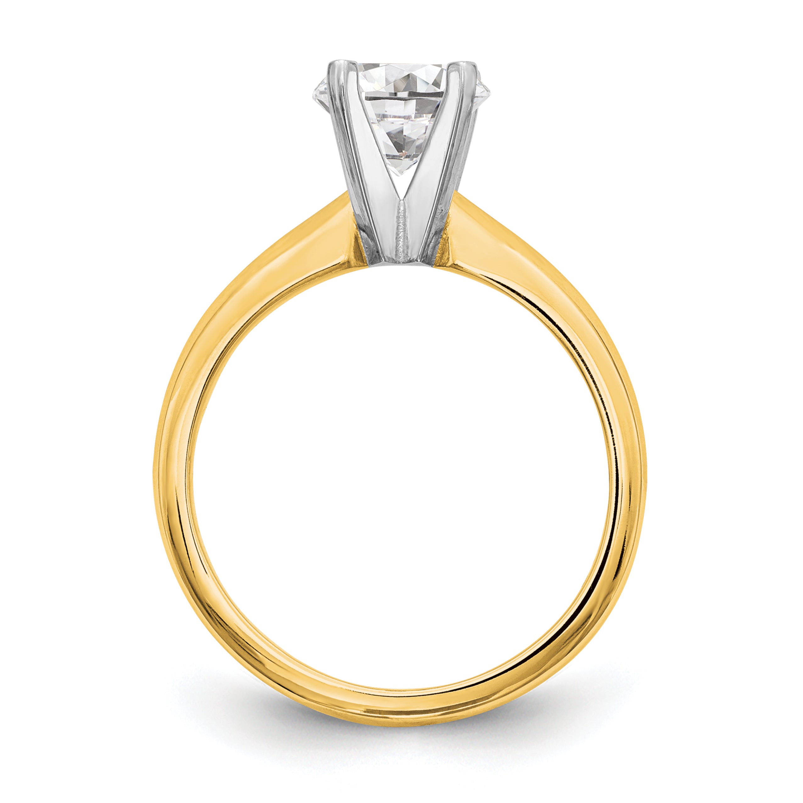 14kTwo-Tone 1.5 carat Medium-Weight Knife Edge/Half-Round 4-Prong Round Solitaire Ring Mounting (No Stone Included) Secondary image