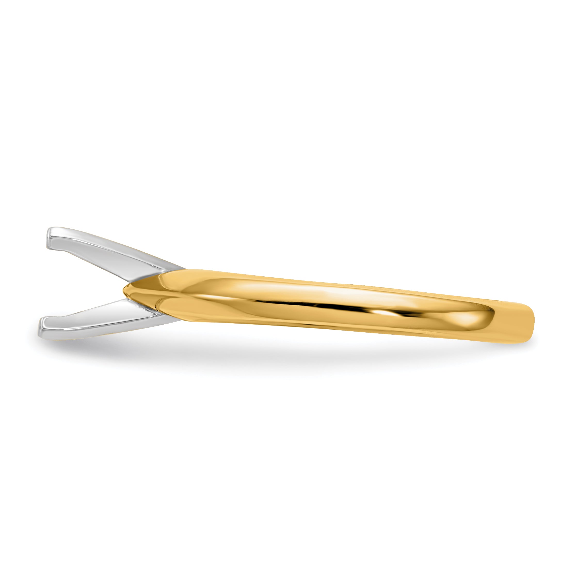 14kTwo-Tone 1/2 carat Medium-Weight Knife Edge/Half-Round 4-Prong Round Solitaire Ring Mounting (No Stone Included)