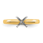 14kTwo-Tone 1/3 carat Medium-Weight Knife Edge/Half-Round 4-Prong Round Solitaire Ring Mounting (No Stone Included)