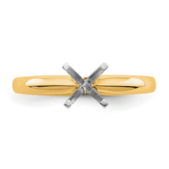 14k Two-Tone 1 carat Medium-Weight Knife Edge/Half-Round 4-Prong Round Solitaire Ring Mounting (No Stone Included)
