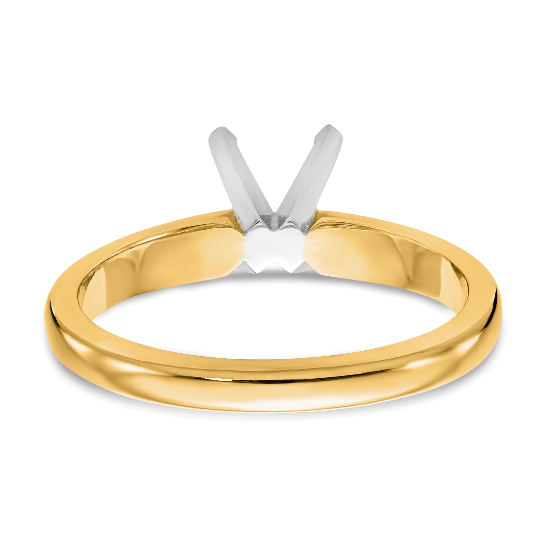 14kTwo-Tone 5/8 carat Medium-Weight Knife Edge/Half-Round 4-Prong Round Solitaire Ring Mounting (No Stone Included)