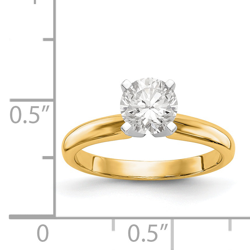 14kTwo-Tone 1/2 carat Medium-Weight Knife Edge/Half-Round 4-Prong Round Solitaire Ring Mounting (No Stone Included)