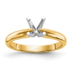 14kTwo-Tone 1/3 carat Medium-Weight Knife Edge/Half-Round 4-Prong Round Solitaire Ring Mounting (No Stone Included)