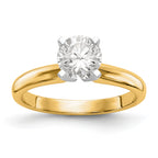 14k Two-Tone 1 carat Medium-Weight Knife Edge/Half-Round 4-Prong Round Solitaire Ring Mounting (No Stone Included)