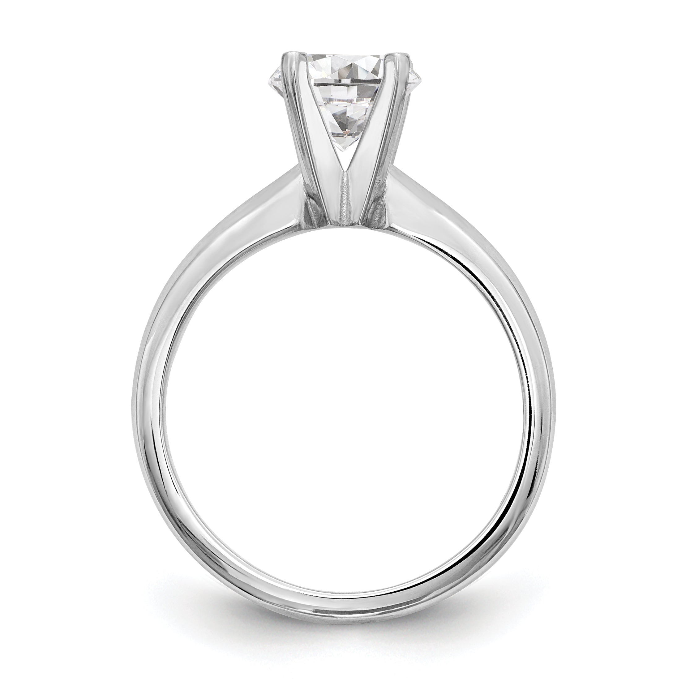 14k White Gold 1.5 carat Medium-Weight Knife Edge/Half-Round 4-Prong Round Solitaire Ring Mounting (No Stone Included)