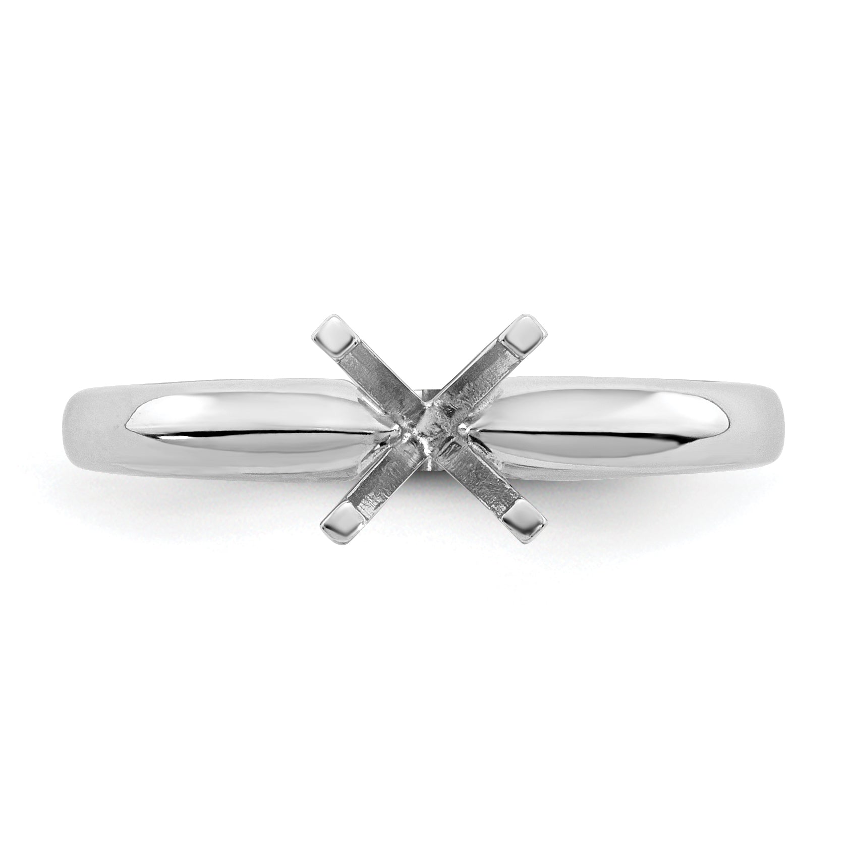 14k White Gold 1.5 carat Medium-Weight Knife Edge/Half-Round 4-Prong Round Solitaire Ring Mounting (No Stone Included)