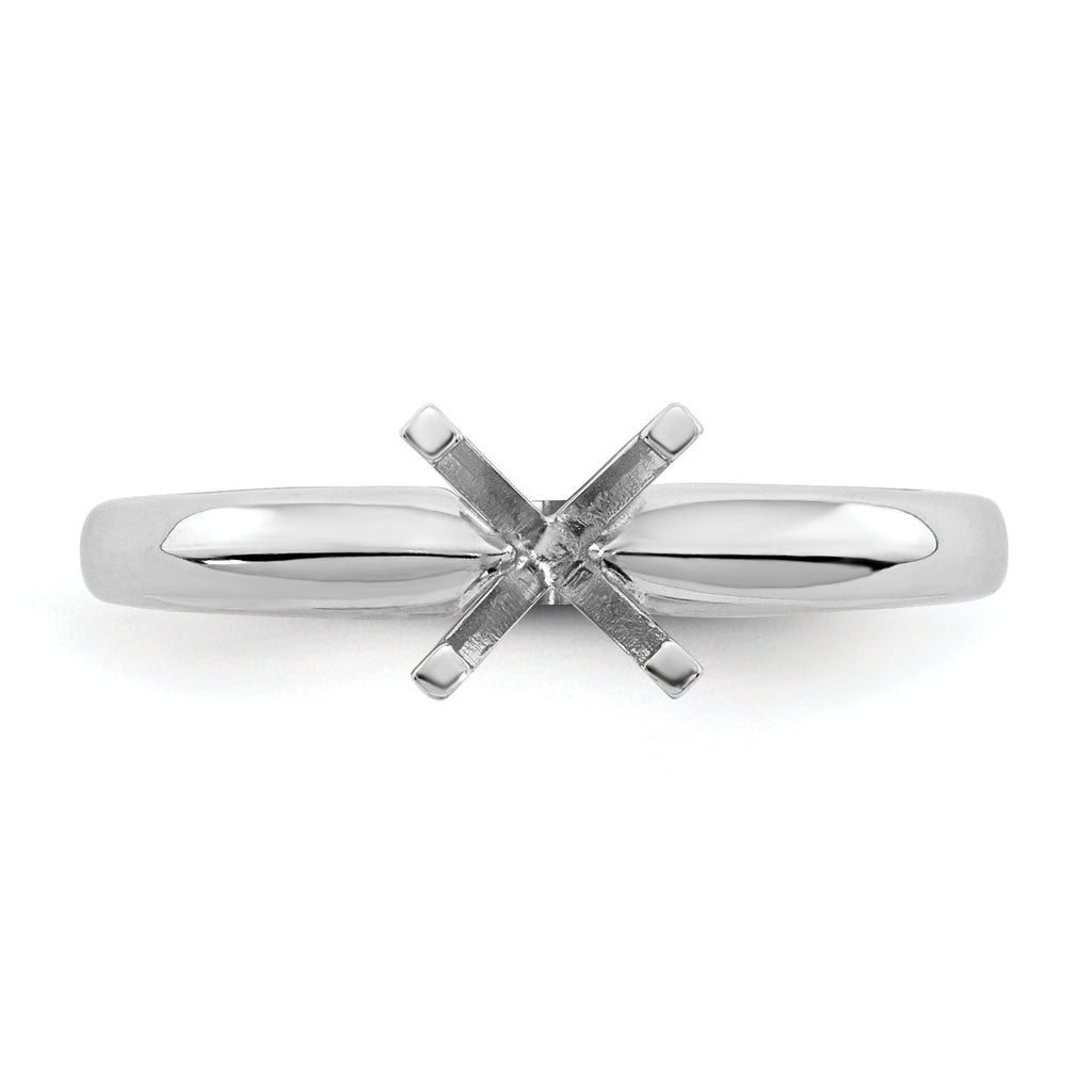 14k White Gold 2 carat Medium-Weight Knife Edge/Half-Round 4-Prong Round Solitaire Ring Mounting (No Stone Included)