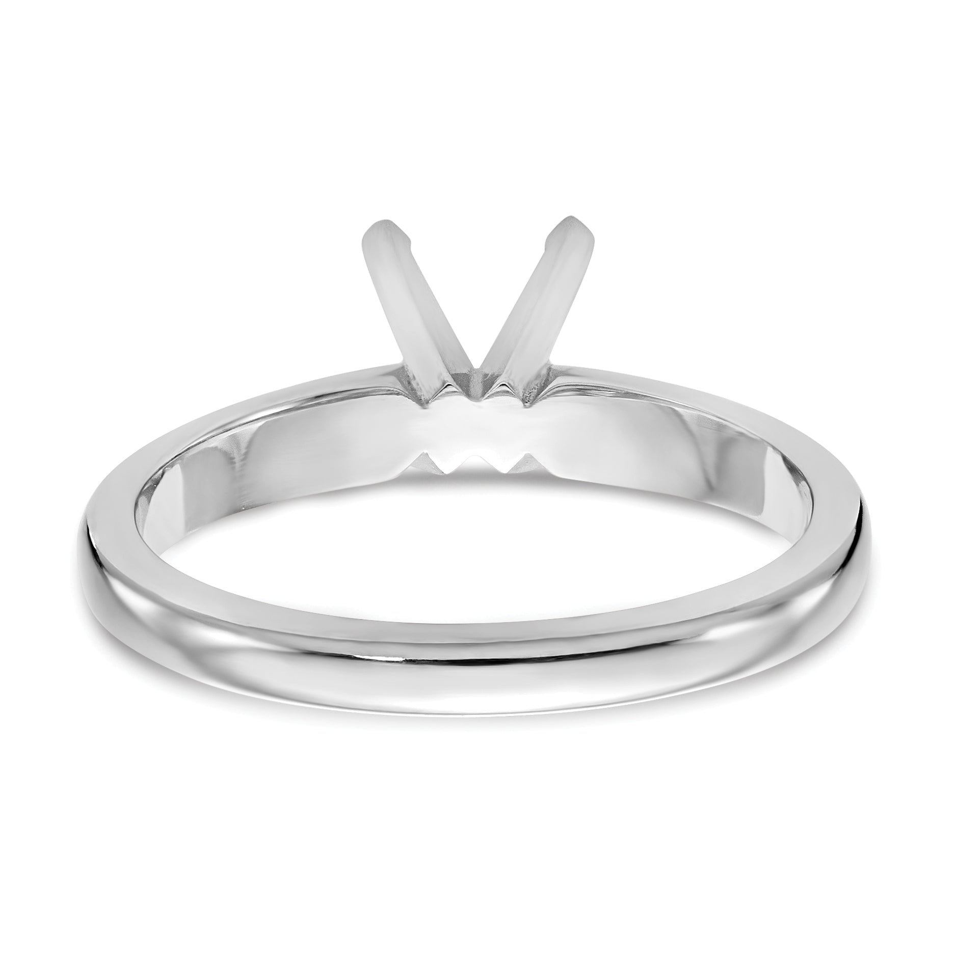 14k White Gold 2 carat Medium-Weight Knife Edge/Half-Round 4-Prong Round Solitaire Ring Mounting (No Stone Included)