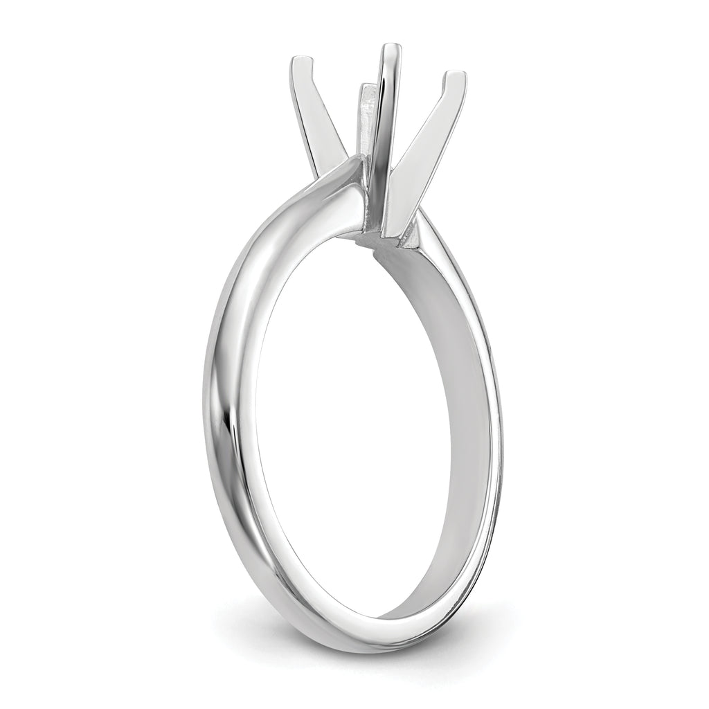 14k White Gold 3/4 carat Medium-Weight Knife Edge/Half-Round 4-Prong Round Solitaire Ring Mounting (No Stone Included)