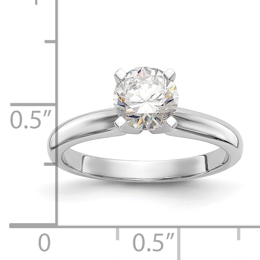 14k White Gold 5/8 carat Medium-Weight Knife Edge/Half-Round 4-Prong Round Solitaire Ring Mounting (No Stone Included)