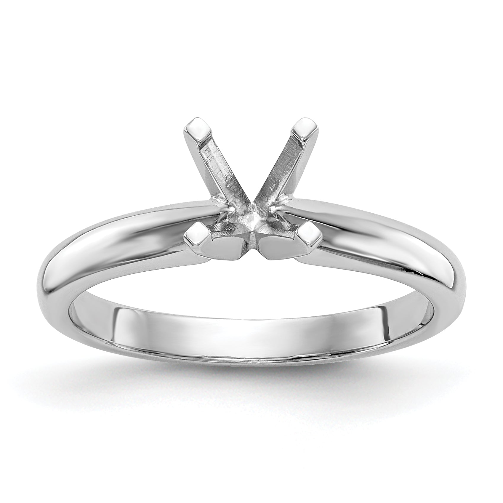 14k White Gold 1.5 carat Medium-Weight Knife Edge/Half-Round 4-Prong Round Solitaire Ring Mounting (No Stone Included)
