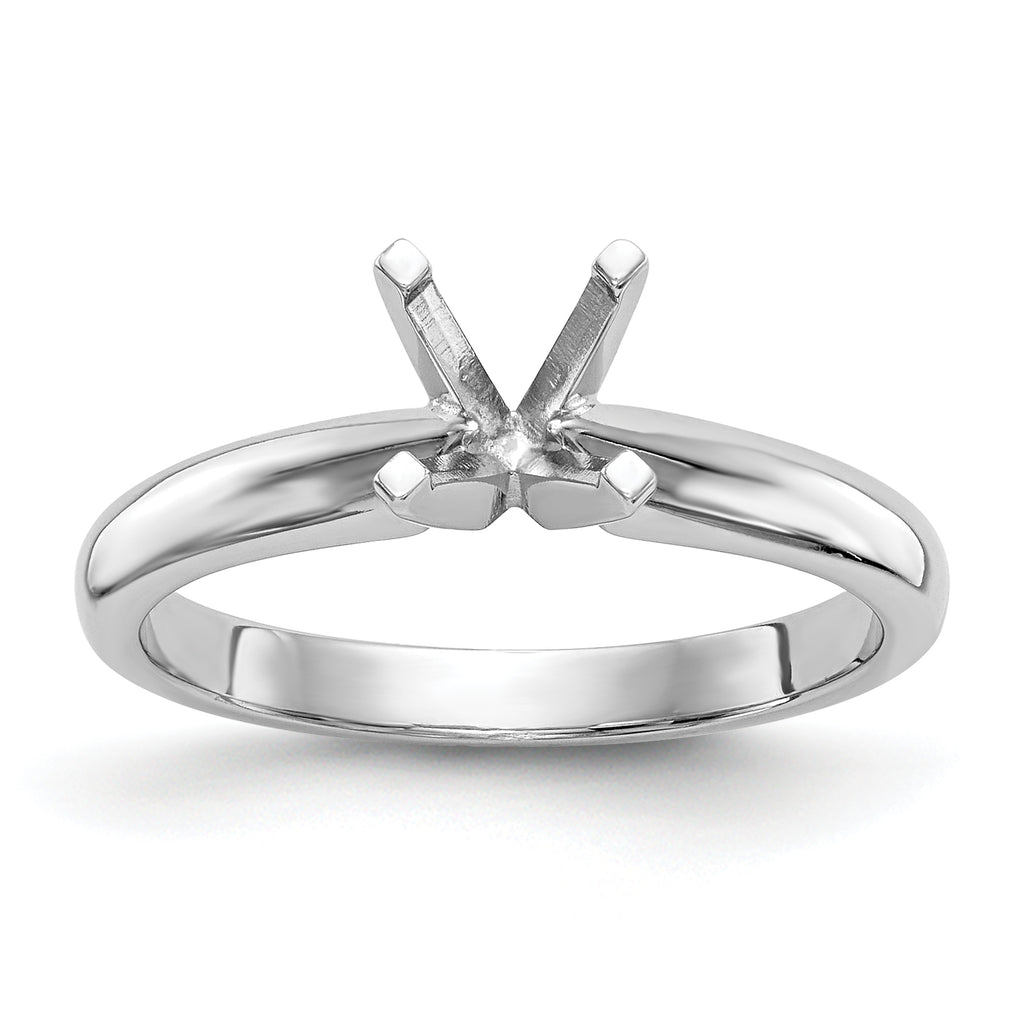 14k White Gold 3/4 carat Medium-Weight Knife Edge/Half-Round 4-Prong Round Solitaire Ring Mounting (No Stone Included)
