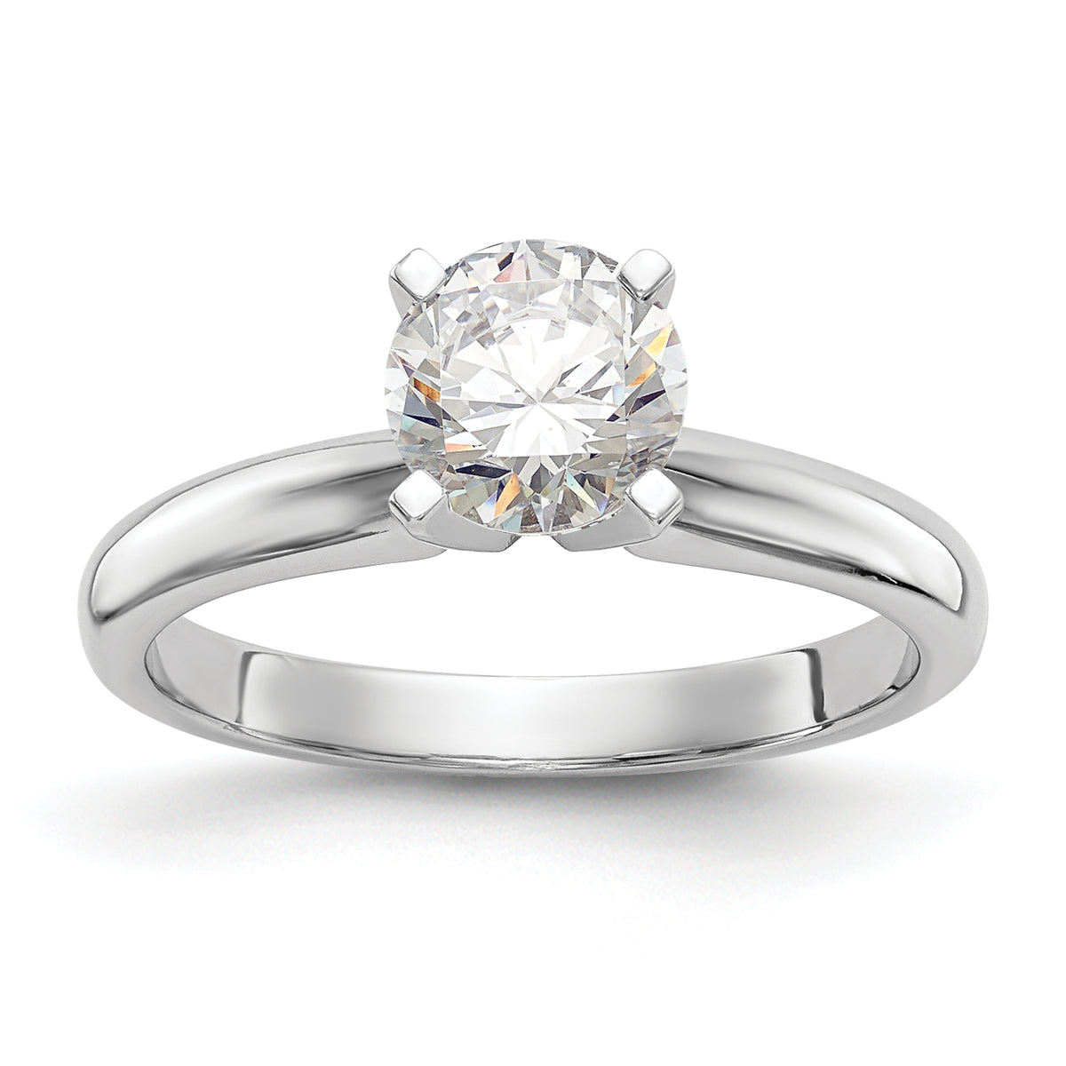 14k White Gold 1.5 carat Medium-Weight Knife Edge/Half-Round 4-Prong Round Solitaire Ring Mounting (No Stone Included)