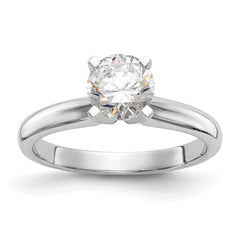 14k White Gold 1.5 carat Medium-Weight Knife Edge/Half-Round 4-Prong Round Solitaire Ring Mounting (No Stone Included)