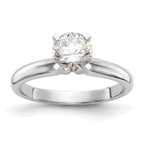 14k White Gold 1.25 carat Medium-Weight Knife Edge/Half-Round 4-Prong Round Solitaire Ring Mounting (No Stone Included)