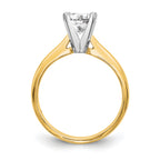 14k Two-Tone 1 carat Medium-Weight High Shoulder Airline Half-Round 4-Prong Round Solitaire Ring Mounting (No Stone Included)