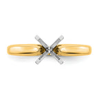 14k Two-Tone 1/2 carat Medium-Weight High Shoulder Airline Half-Round 4-Prong Round Solitaire Ring Mounting (No Stone Included)