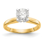 14k Two-Tone 1.5 carat Medium-Weight High Shoulder Airline Half-Round 4-Prong Round Solitaire Ring Mounting (No Stone Included)