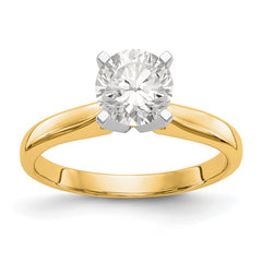 14k Two-Tone 1 carat Medium-Weight High Shoulder Airline Half-Round 4-Prong Round Solitaire Ring Mounting (No Stone Included)