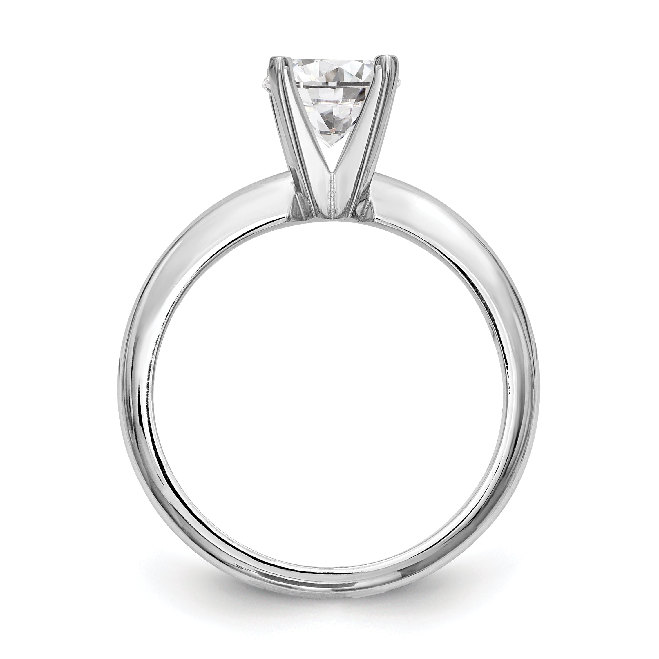 14k White Gold 1 carat Heavy-Weight Half-Round 4-Prong Round Solitaire Ring Mounting (No Stone Included)