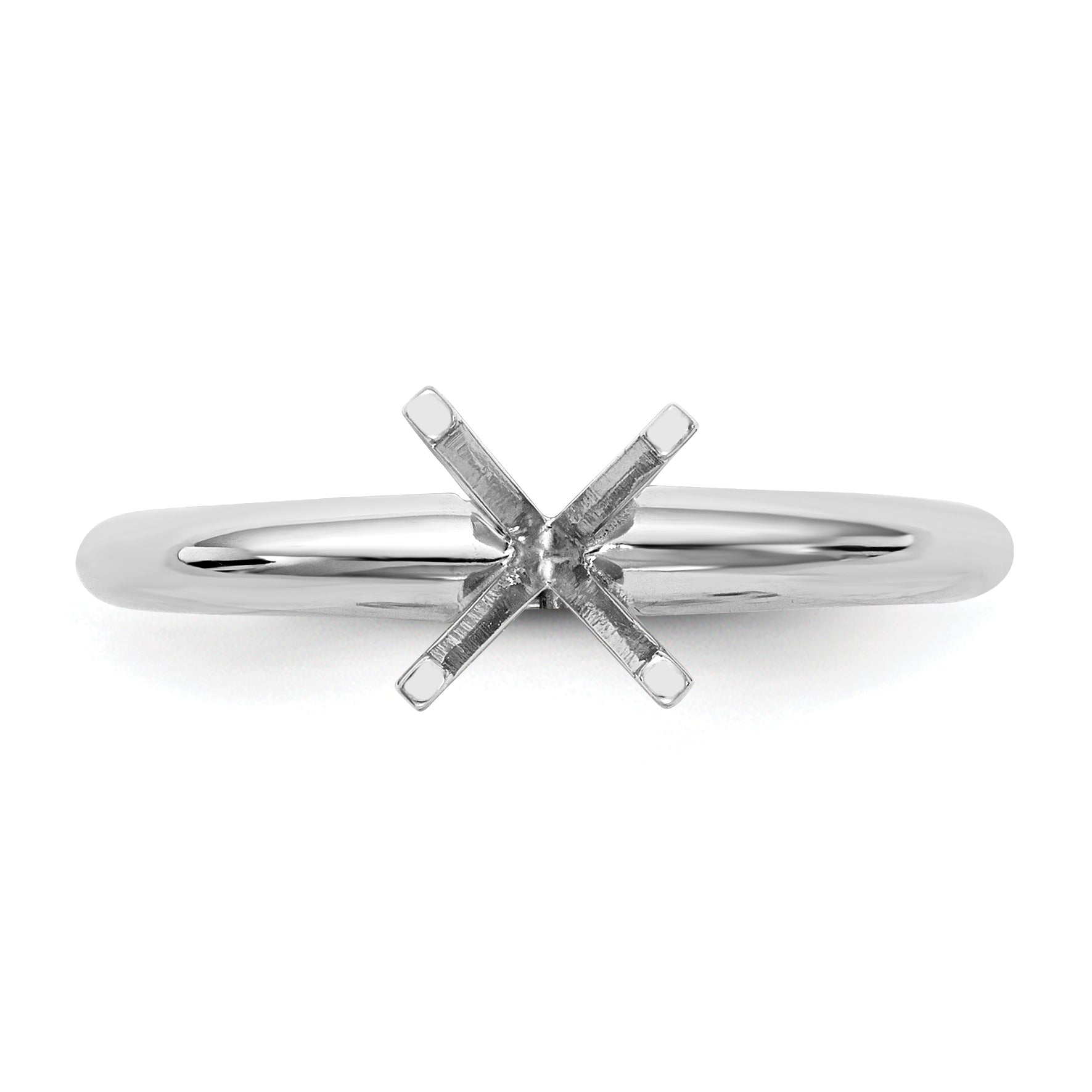 14k White Gold 1 carat Heavy-Weight Half-Round 4-Prong Round Solitaire Ring Mounting (No Stone Included)