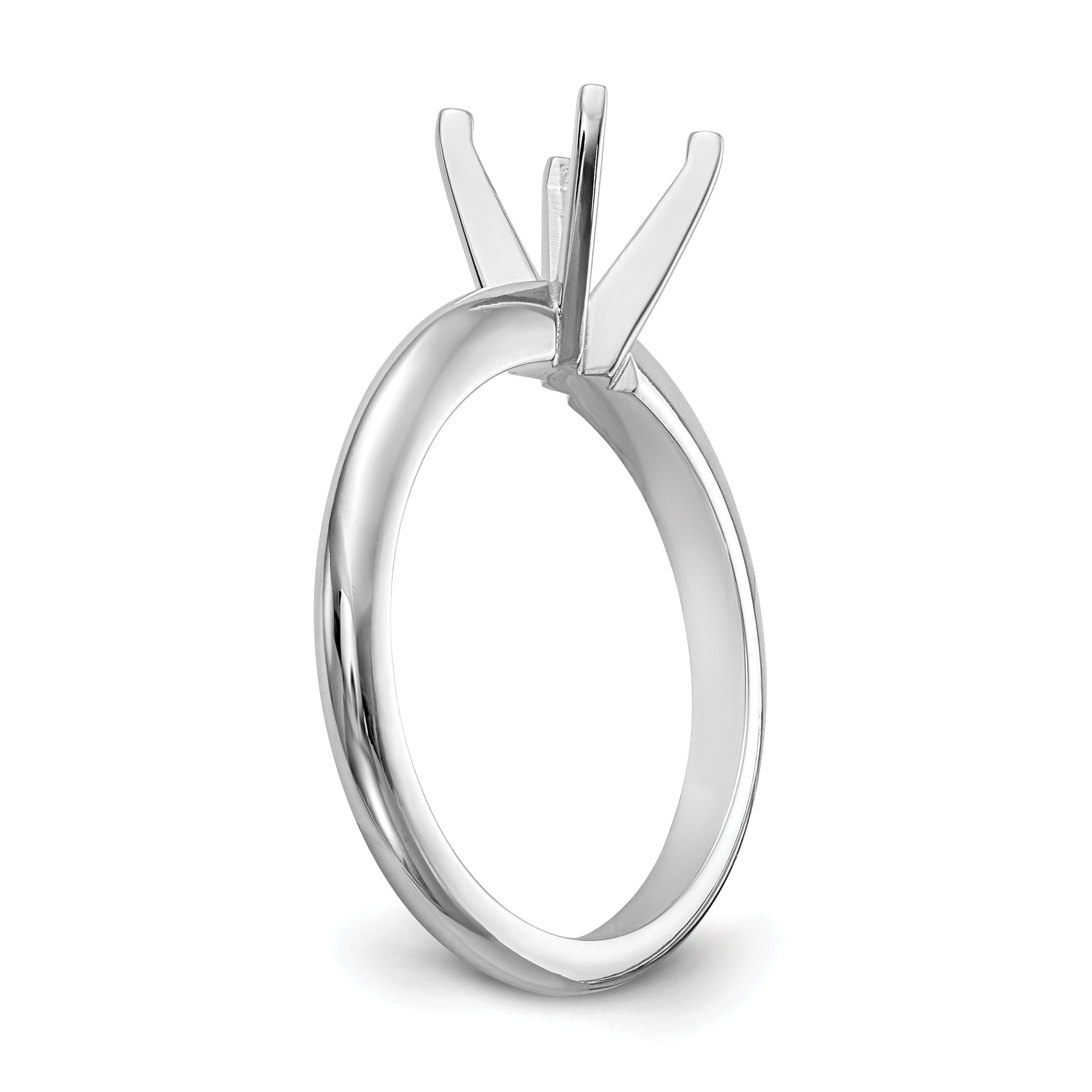 14k White Gold 1 carat Heavy-Weight Half-Round 4-Prong Round Solitaire Ring Mounting (No Stone Included)