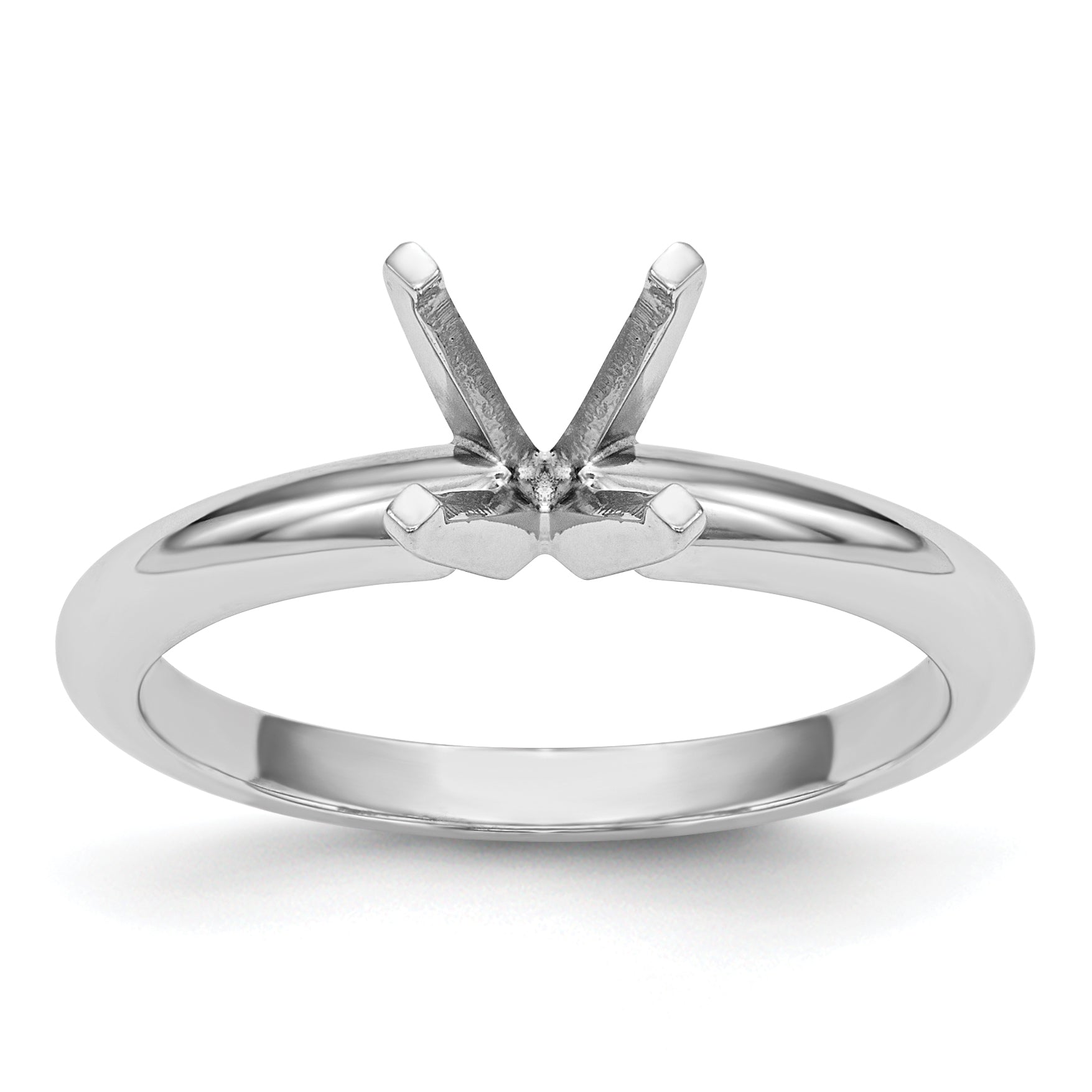 14k White Gold 1.5 carat Heavy-Weight Half-Round 4-Prong Round Solitaire Ring Mounting (No Stone Included)
