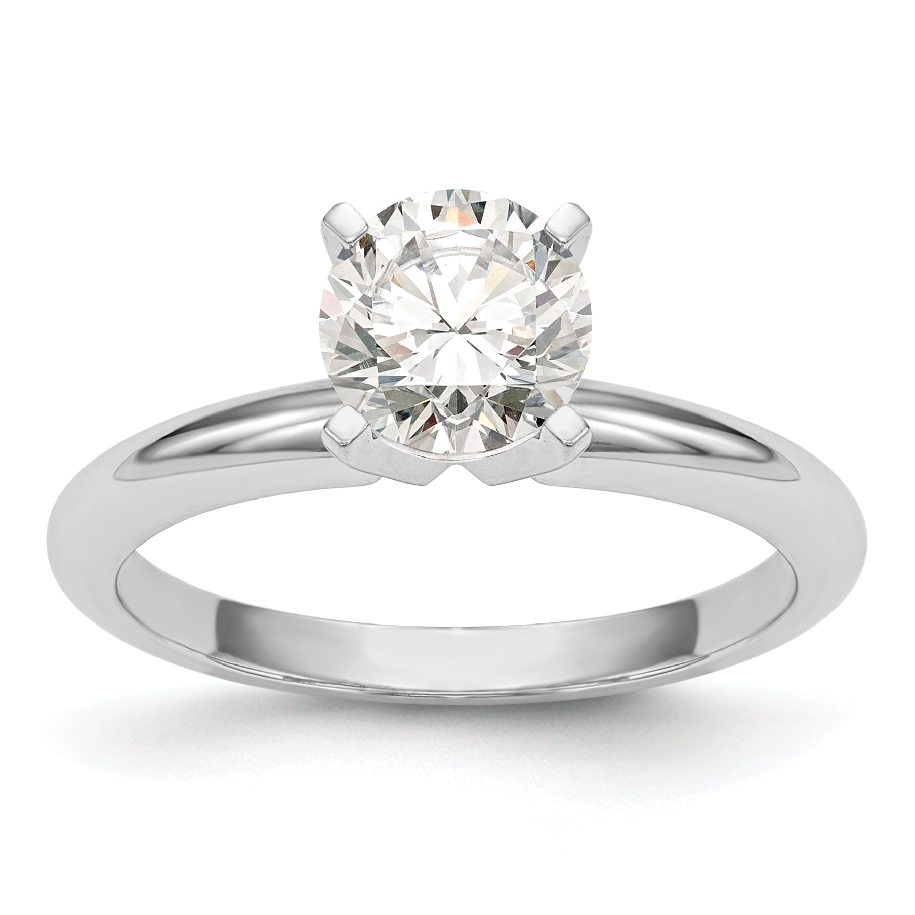 14k White Gold 1 carat Heavy-Weight Half-Round 4-Prong Round Solitaire Ring Mounting (No Stone Included)
