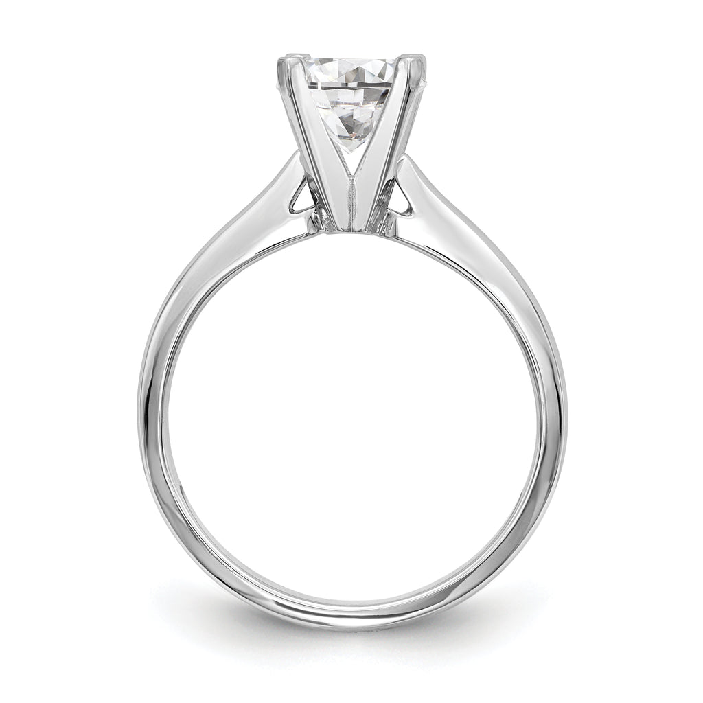 14k White Gold 3/4 carat Medium-Weight High Shoulder Airline Half-Round 4-Prong Round Solitaire Ring Mounting (No Stone Included)